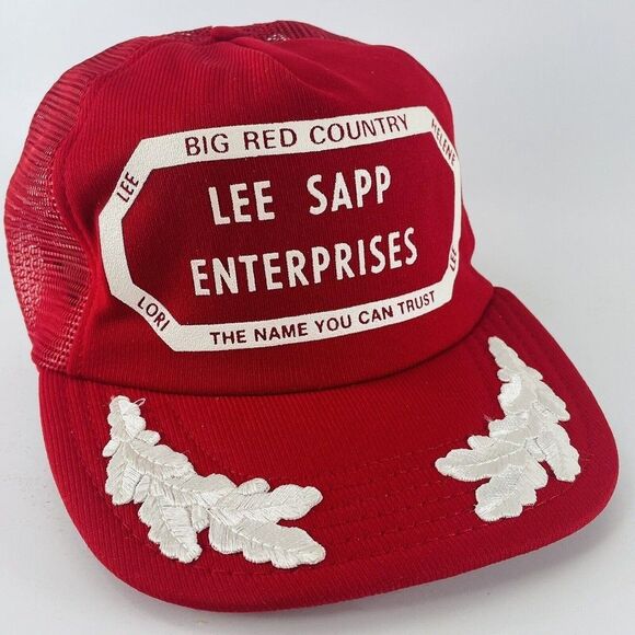 Lee Sapp Bros Enterprises Mesh Snapback Trucker Hat Cap VTG Big Red Country NE - Picture 1 of 11